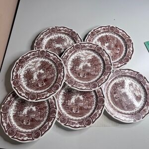 J&G Meakin Americana Style House Brown Transferware Ironstone 10" Plates England
